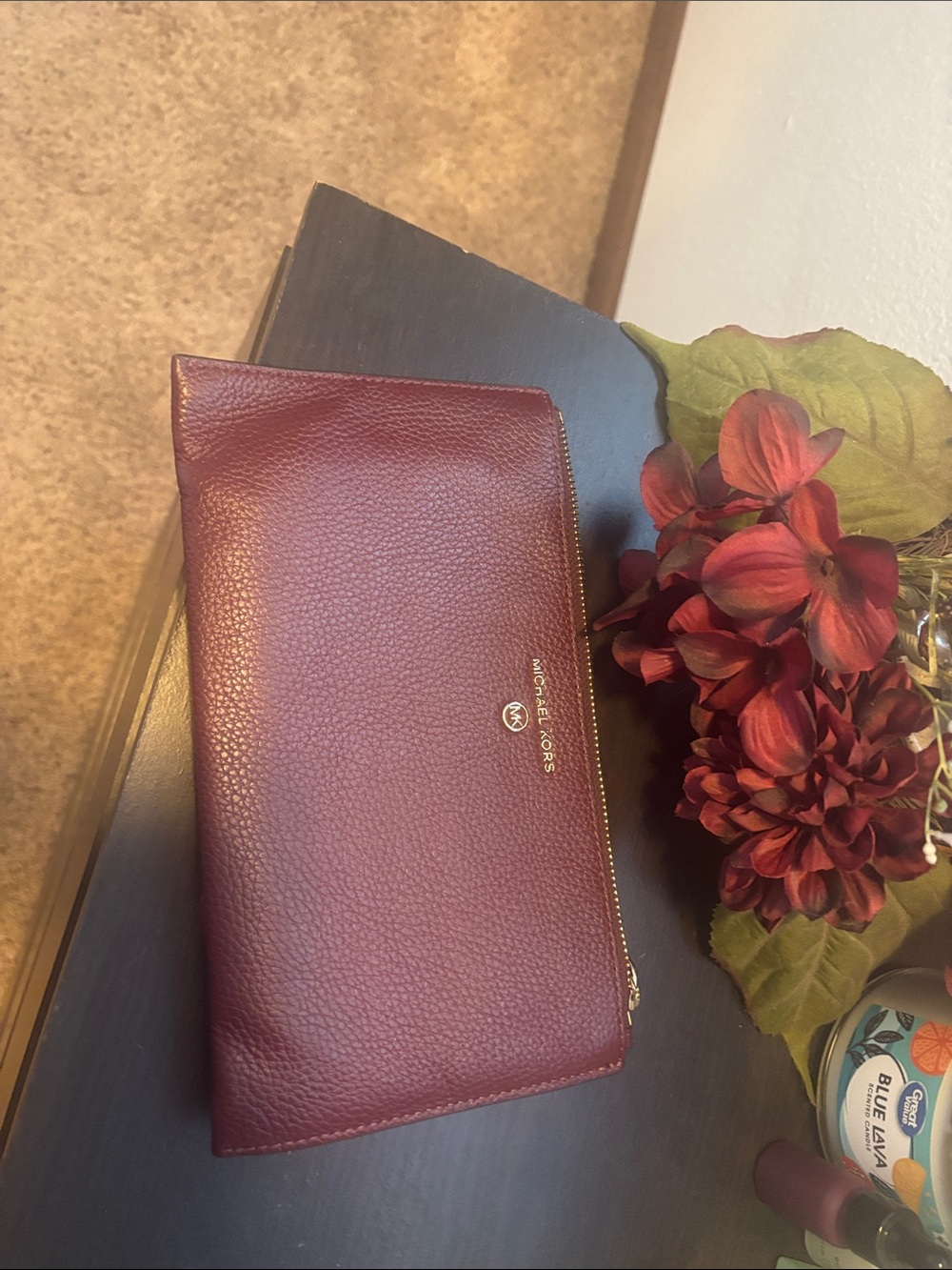 Michael Kors Pebbled Leather Zip Wallet - Deep Burgundy